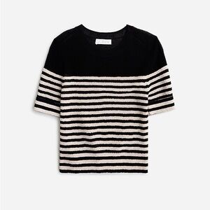 NWT J.Crew Classic Black and Cream Striped Top with shimmer